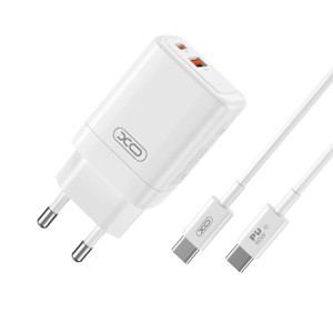 Obrazek XO ładowarka sieciowa CE16 GAN 45W 1xUSB-C 1xUSB BIAŁA + KABEL USB-C/USB-C