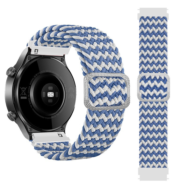 Obrazek Pleciony pasek do zegarka / smartwatch 22mm, BLUE AND WHITE / NIEBIESKO-BIAŁY