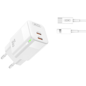 Obrazek XO ładowarka sieciowa CE07 PD 35W BIAŁA + KABEL USB-C/Lightning