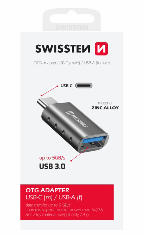 Obrazek ADAPTER OTG SWISSTEN USB-C/USB-A
