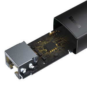 Obrazek HUB SIECIOWY BASEUS LITE USB RJ45 1000Mbps BLACK
