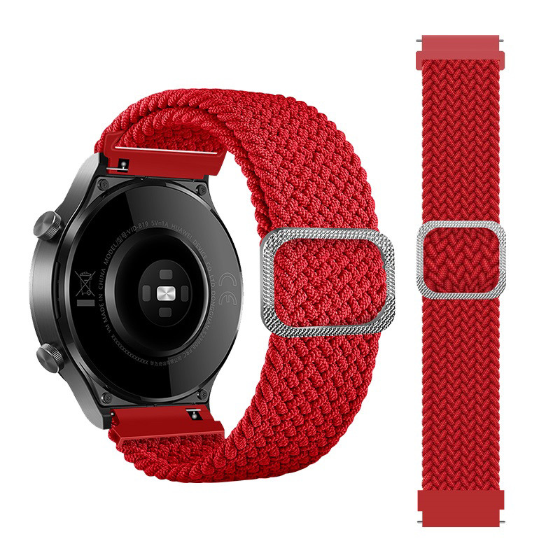 Obrazek Pleciony pasek do zegarka / smartwatch 22mm, RED / CZERWONY