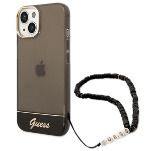 Obrazek GUESS IPHONE 14 PLUS TRANSLUCENT PEARL STRAP GUHCP14MHGCOHK CZARNY/BLACK