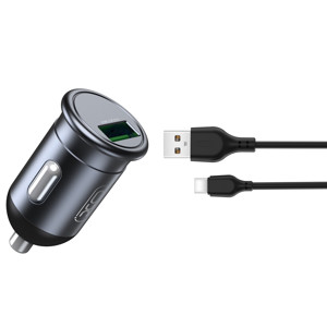 Obrazek XO ładowarka samochodowa CC46 QC 18W USB SZARA + KABEL USB-C