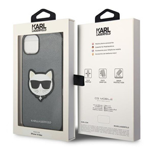 Obrazek KARL LAGERFELD IPHONE 14 PLUS CHOUPETTE HEAD PATCH KLHCP14MSAPCHG SILVER