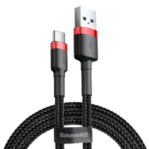 Obrazek KABEL BASEUS CAFULE USB/USB-C 3A 0.5M RED/BLACK