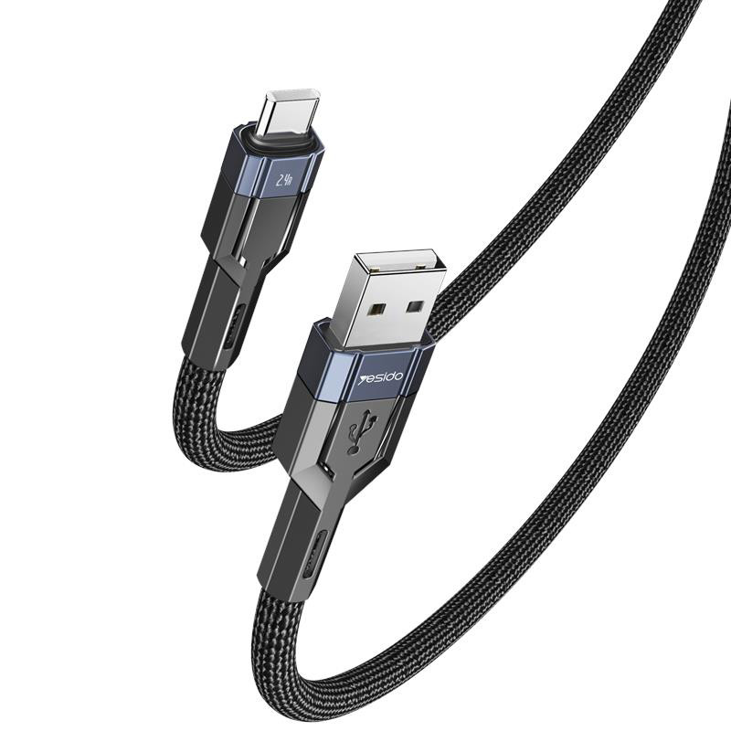 Obrazek Yesido Kabel CA106 18W USB-Type-C 1.2m 2A, BLACK / CZARNY