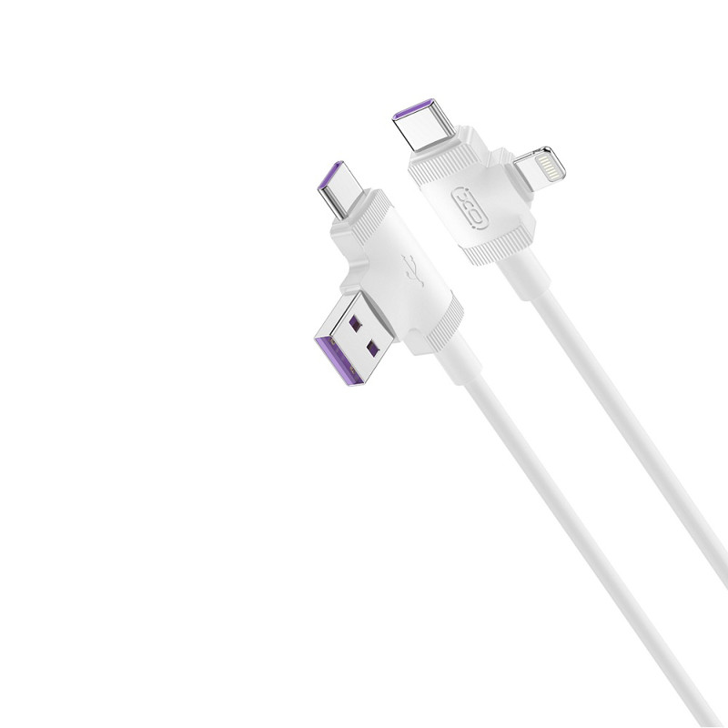 Obrazek XO KABEL NB237 4w1 USB+USB-C/LIGHTNING+ USB-C 1m 3A Biały