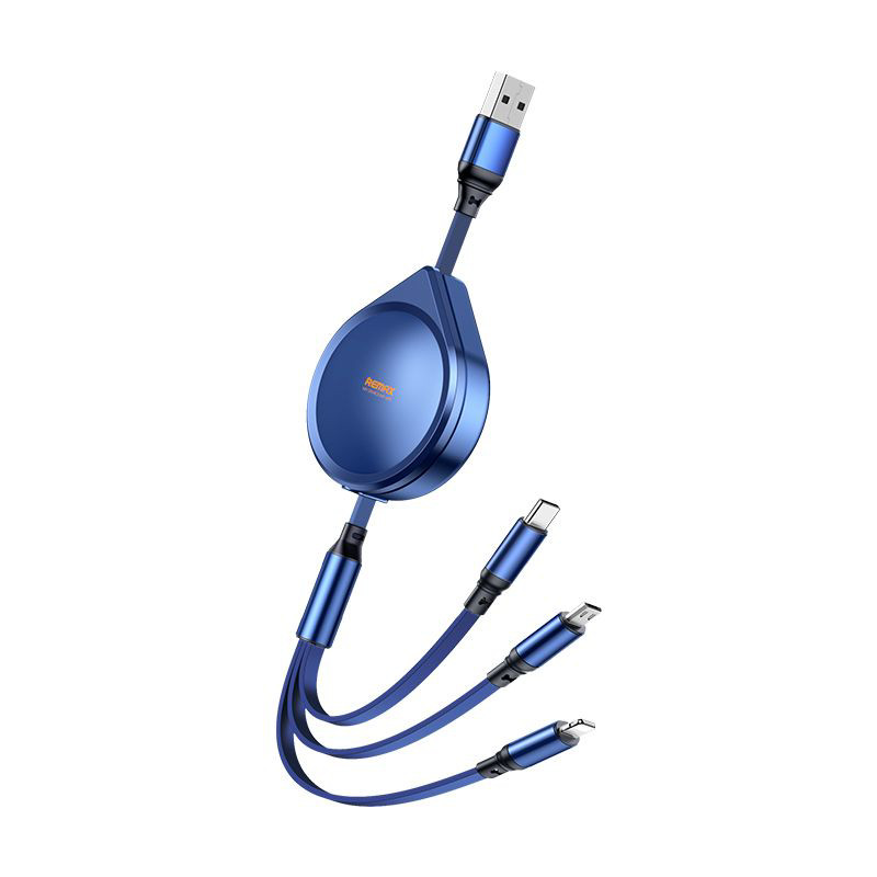 Obrazek KABEL REMAX DRIP SERIES 15W 3w1 USB-C/MICRO/LIGHTNING RC-C018 BLUE