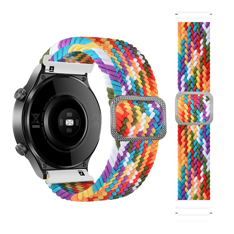 Obrazek Pleciony pasek do zegarka / smartwatch 20mm, RAINBOW / TĘCZOWY