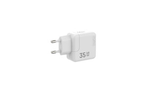 Obrazek Ładowarka sieciowa MX Burst GaN PD 35W, 2xUSB-C + kabel PD 20W C/Lightning, WHITE/BIAŁY