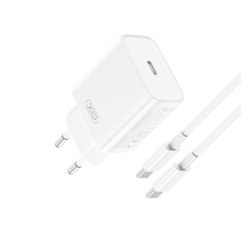 Obrazek XO ładowarka sieciowa CE15 PD 20W USB-C BIAŁA + KABEL USB-C/USB-C