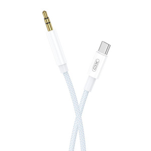 Obrazek XO kabel audio NB-R211B USB-C/Jack 1m biało-niebieski