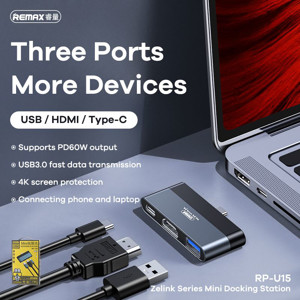 Obrazek ROZDZIELACZ REMAX HDMI/USB/USB-C4K RP-U15