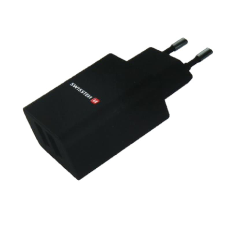 Obrazek Ładowarka sieciowa SWISSTEN SMART IC 2,1A BLACK + KABEL TYPE-C