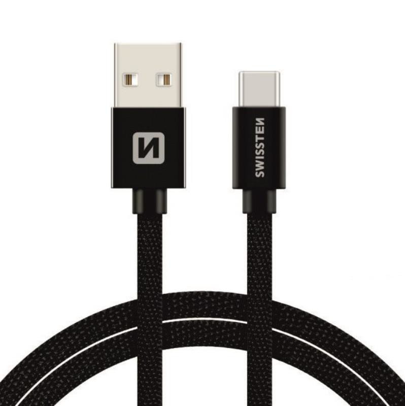 Obrazek KABEL SWISSTEN TEXTILE USB/USB-C 3A 2M BLACK