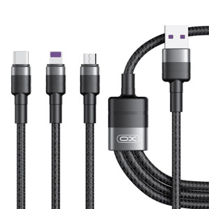 Obrazek XO KABEL NB-Q191 3w1 USB/Lightning+USB-C +MicroUSB 1,2m 40W czarny