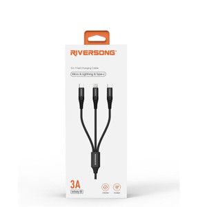 Obrazek Riversong kabel 3w1 Infinity 05 USB-C + Lightning + micro 1,0m czarny C58