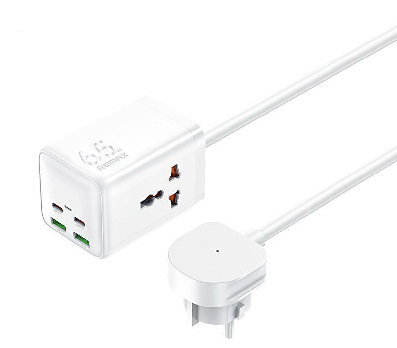 Obrazek Ładowarka sieciowa REMAX GAN POWER STRIP 65W RP-U157 2xUSB+2xUSB-C 1.5M WHITE