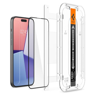 Obrazek SPIGEN GLAS.TR EZ FIT FC IPHONE 15 PLUS 2-PACK BLACK + ADAPTER