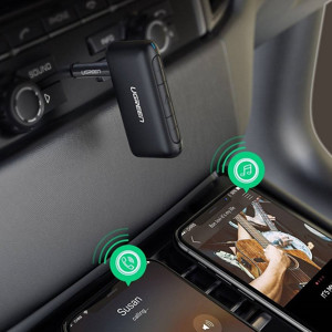 Obrazek Ugreen odbiornik dźwięku Bluetooth 5.0 audio AUX mini jack do samochodu czarny
