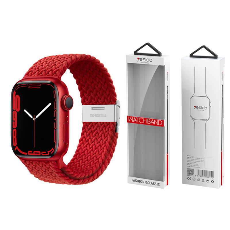 Obrazek Yesido WB23 Pleciony Pasek Apple Watch 42/44/45 RED/CZERWONY