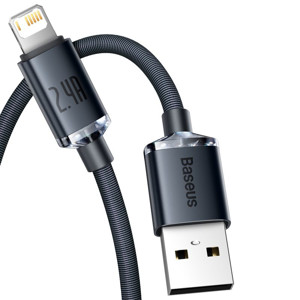 Obrazek KABEL BASEUS CRYSTAL SHINE USB/LIGHTNING 2.4A 1.2M BLACK