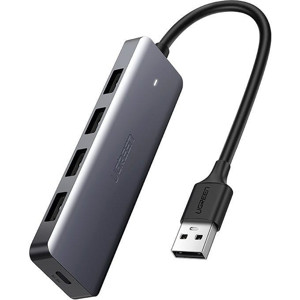 Obrazek Ugreen rozdzielacz HUB USB - 4x USB 3.2 Gen 1 z portem zasilania micro USB szary