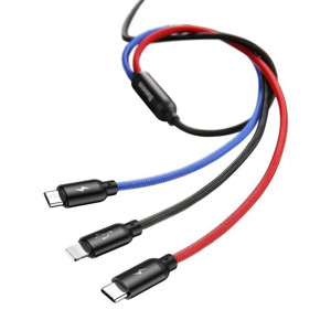 Obrazek KABEL BASEUS PRIMARY COLORS 3w1 USB-C/LIGHTNING/MICRO USB 3.5A 1.2M BL