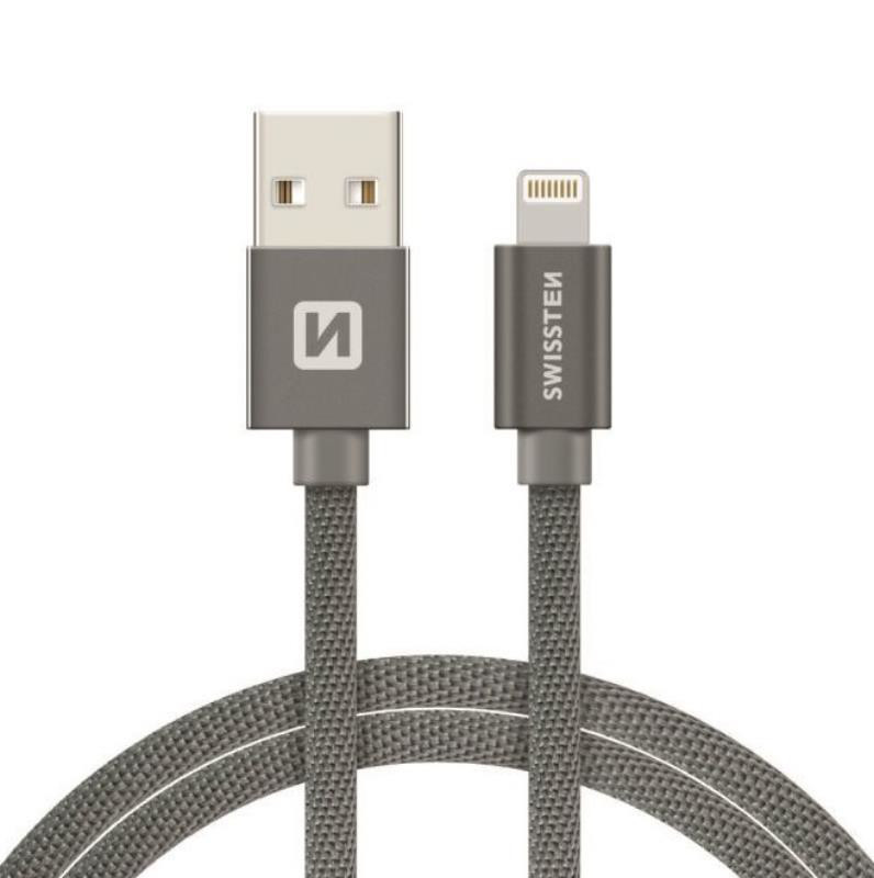 Obrazek KABEL SWISSTEN LIGHTNING 3A 1,2M GREY