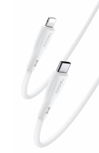 Obrazek Yesido Silikonowy Kabel CA151 PD 20W Type-C/Lightning 1m 3A, WHITE / BIAŁY