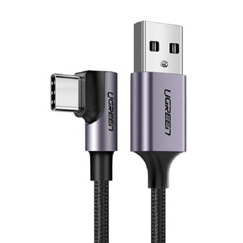 Obrazek Ugreen kabel US284 50941 USB-A prosty / USB-C kątowy 3A 1m - szary