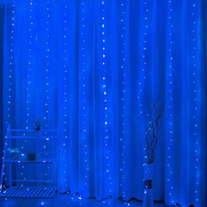 Obrazek Kurtyna Ledowa (100 lampek LED) 3m x 1m BLUE / NIEBIESKI