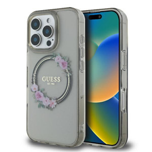 Obrazek GUESS IPHONE 16 PRO FLOWERS WREATH GUHMP16LHFWFCK CZARNY MAGSAFE