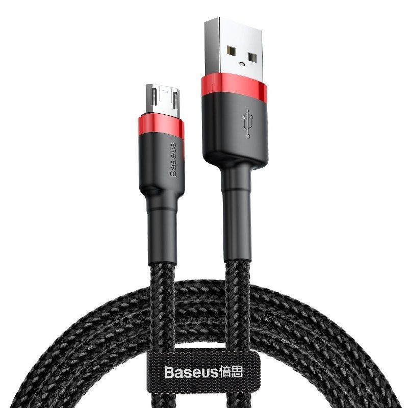 Obrazek KABEL BASEUS CAFULE USB/MICRO USB 2.4A 1M RED/BLACK