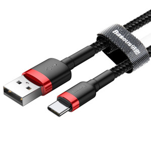 Obrazek KABEL BASEUS CAFULE USBforTYPE-C RED/BLA RED/BLACK, 2A, 2M