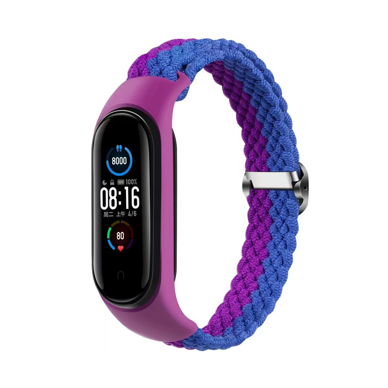 Obrazek Opaska pleciona Smart Band M3/M4/M5/M6 PURPLE-BLUE / FIOLETOWO-NIEBIESKI