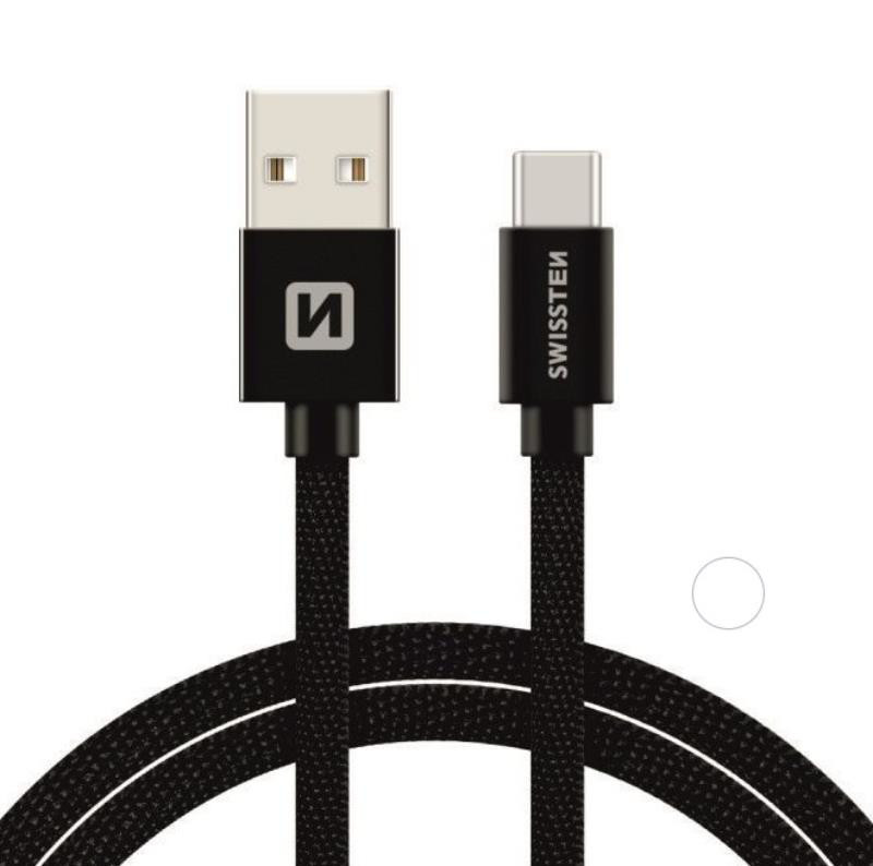 Obrazek KABEL SWISSTEN TEXTILE USB/USB-C 3A 1,2M BLACK