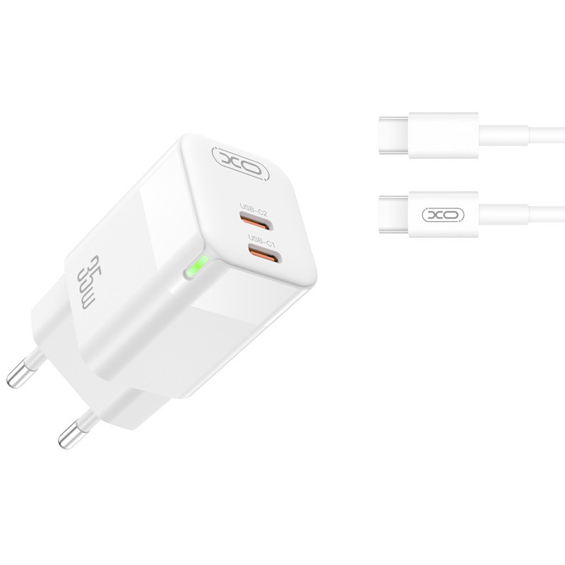 Obrazek XO ładowarka sieciowa CE07 PD 35W BIAŁA + KABEL USB-C/USB-C