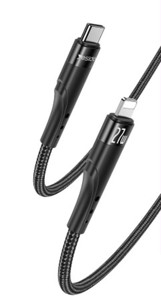 Obrazek Yesido Kabel CA115 PD 27W Type-C/Lightning 3m 1.67A, BLACK / CZARNY