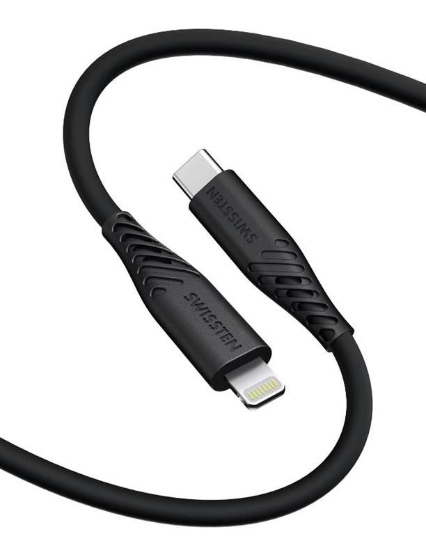 Obrazek KABEL SWISSTEN SOFT SILICONE USB-C/LIGHT 1,5m 60W CZARNY