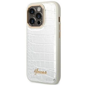 Obrazek GUESS IPHONE 14 PRO CROCO COLLECTION GUHCP14LHGCRHS SREBRNY/SILVER