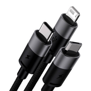 Obrazek KABEL BASEUS STARSPEED 3w1 3.5A 1.2M USB-C/LIGHTNING/MICRO BLACK