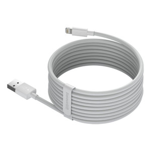 Obrazek KABEL BASEUS SIMPLE WISDOM USB/LIGHTNING 2.4A 1.5M 2SZT WHITE