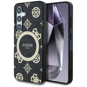 Obrazek GUESS SAMSUNG S25 GUHMS25SH4PYEEK GOLD PEONY PATTERN MAGSAFE BLACK