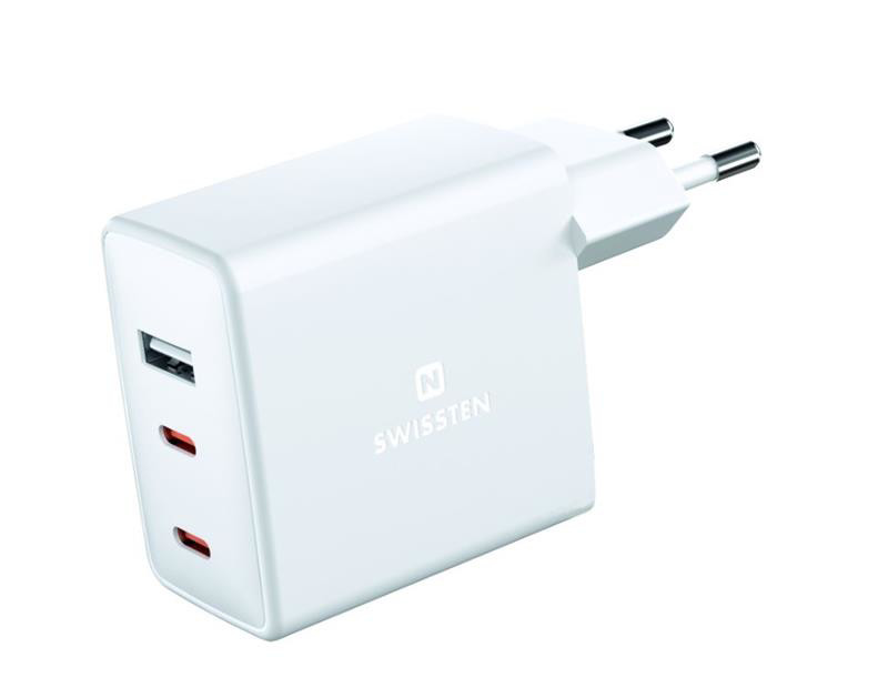 Obrazek Ładowarka sieciowa SWISSTEN GaN 70W 2x USB-C 1x USB