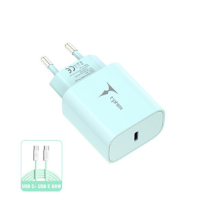 Obrazek Ładowarka sieciowa T-PHOX MODERATE SERIES T-PP11 20W + KABEL USB-C/USB-C 60W GREEN