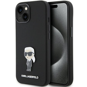 Obrazek KARL LAGERFELD IPHONE 15 PLUS IKONIK METAL PIN KLHCP15MSMHKNPK BLACK