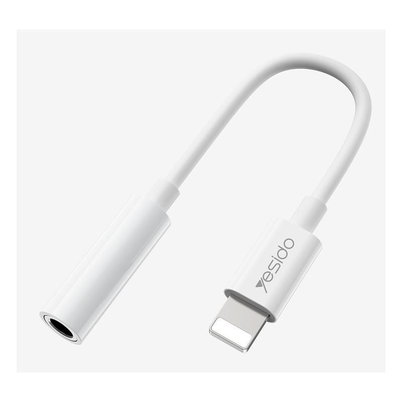 Obrazek Yesido Kabel Audio YAU31 Lightning-3.5mm Aux Female, 12cm, WHITE / BIAŁY