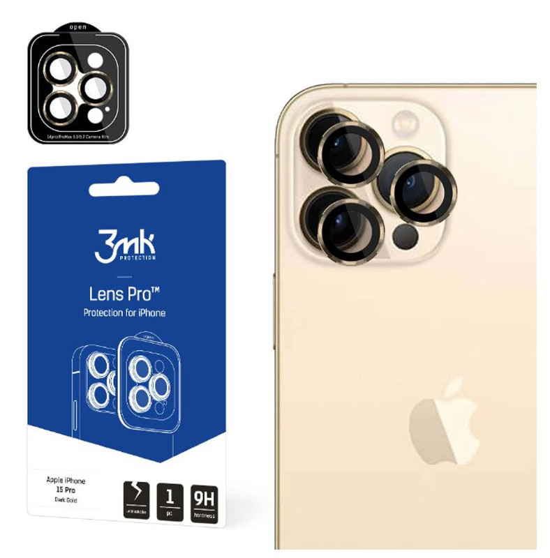 Obrazek 3MK LENS PROTECTION PRO IPHONE 15 PRO DARK GOLD